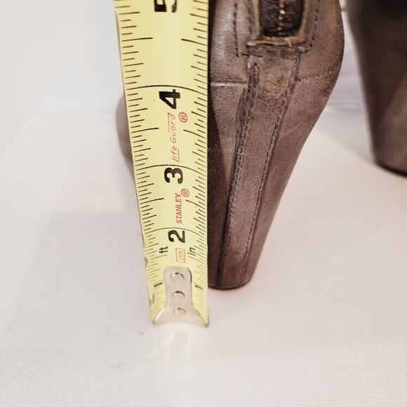 ASH Wedge Ankle Boots Women's Leather Fur Cuff Zip Studs Sz 7.5 EU 38 Gray Taupe - Picture 12 of 13